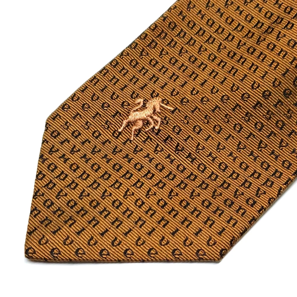Vintage Lewis and Thos Saltz Happy Anniversary Bronzini Brown Silk Tie